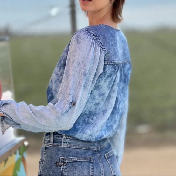 Wash Lab Denim Cross-Front Shirt Women’s Sz S - Picture 2 of 10